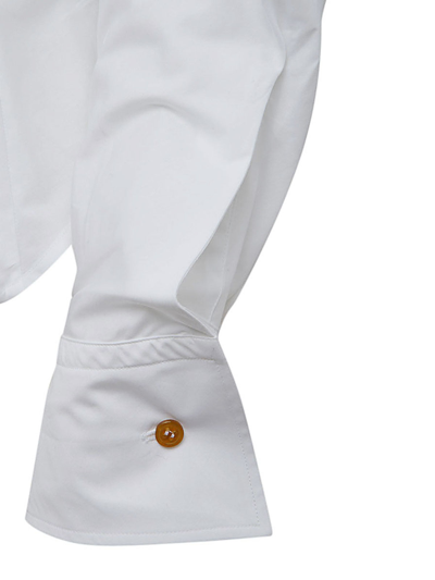 Vivienne Westwood Distorted Silhouette White Cotton Shirt With Asymmetrical Hem In White