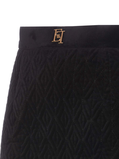 Shop Elisabetta Franchi Mini Velvet Skirt In Black