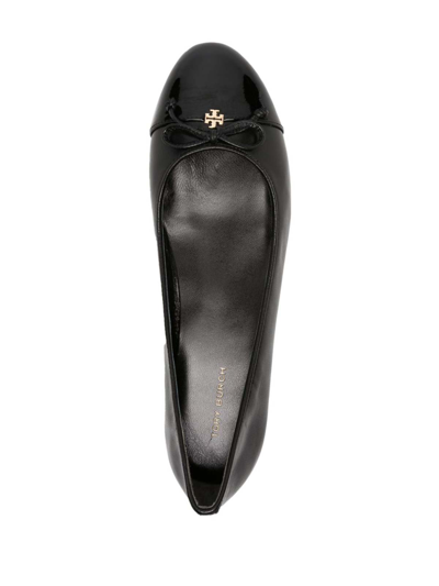 Tory Burch Cap-toe Bow Embellished Ballet Flats In Black
