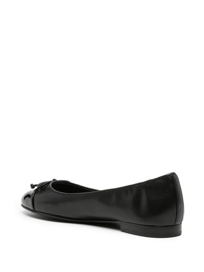 Tory Burch Cap-toe Bow Embellished Ballet Flats In Black