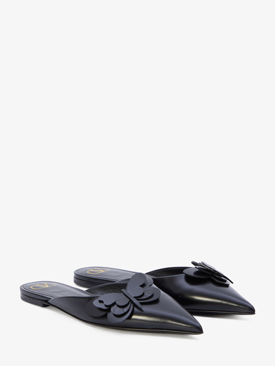 Valentino Garavani Women Flat Mules In Leather In Black
