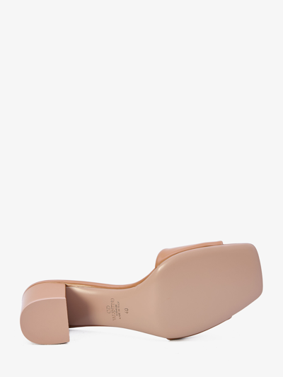 Shop Valentino Slide Vlogo Signature Sandals In Buff