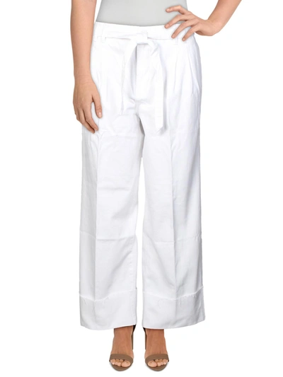 Shop J Brand Louisa Womens Denim Double Pleat Wide Leg Jeans In White