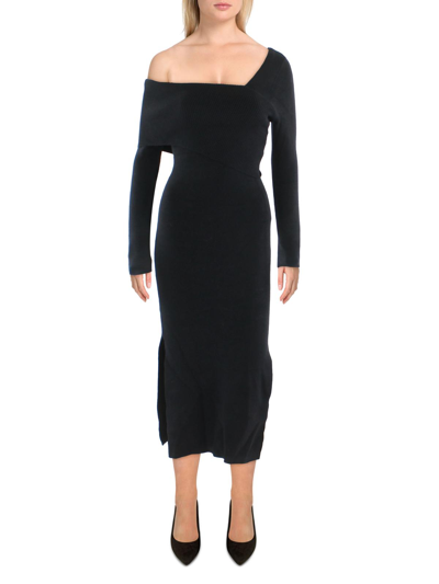 Shop Line & Dot Womens One Shoulder Midi Sweaterdress In Black