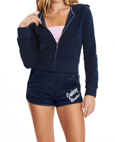 Shop Juicy Couture Classic Terry Hoodie In Regal Blue