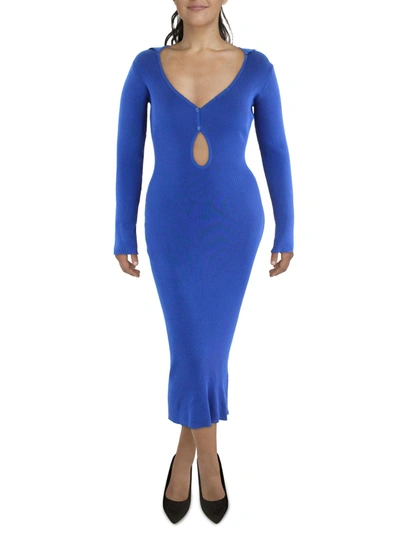 Shop Bardot Womens Mandarin Collar Maxi Sweaterdress In Blue