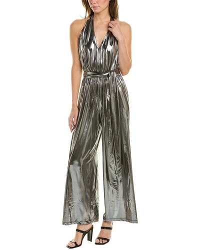 Shop French Connection Ronja Liquid Metallic Backless Jumpsuit In Silver