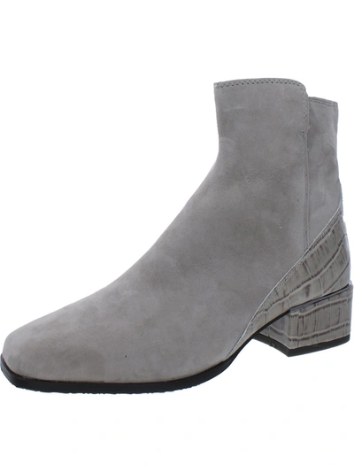 Shop Donald J Pliner Azia Womens Zipper On The Side Block Heel Ankle Boots In Grey