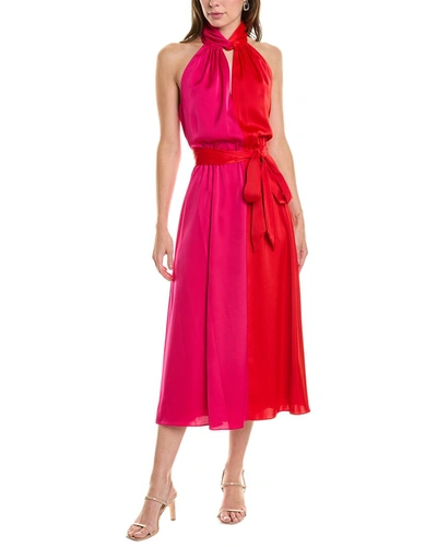 Shop Anne Klein Twisted Neck Halter Midi Dress In Red