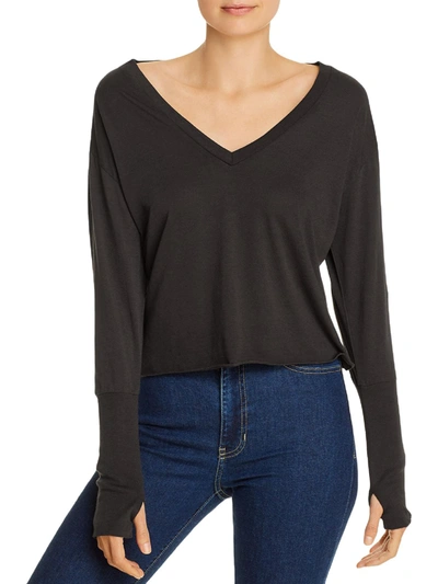 Shop Chaser Womens Cotton V-neck T-shirt In Black