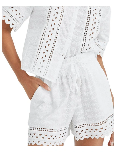 Shop Veronica Beard Tijana Womens Embroidered Eyelet Casual Shorts In White