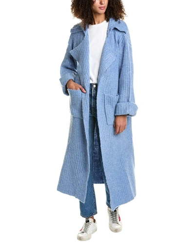 Shop Suboo Mista Oversized Wool-blend Coatigan In Blue