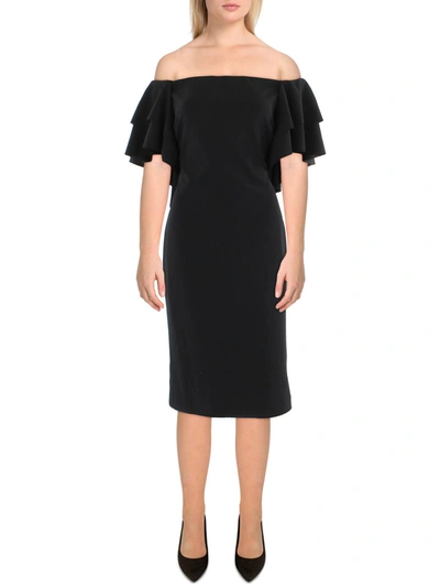 Shop Lauren Ralph Lauren Womens Off-the-shoulder Knee-length Cocktail And Party Dress In Black