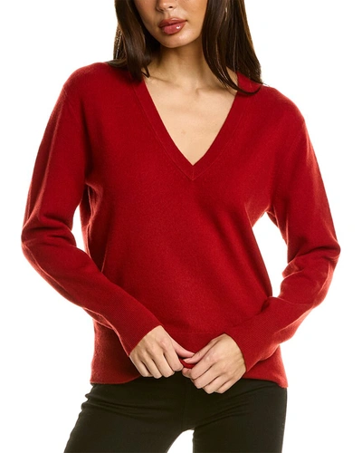 Shop Vince Wool & Cashmere-blend V-neck Sweater In Red