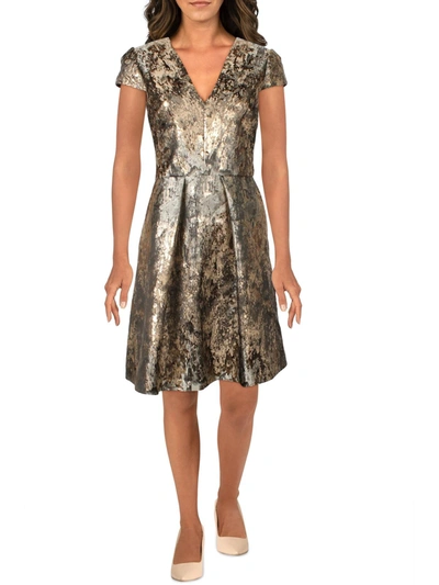 Shop Vince Camuto Womens Metallic Mini Cocktail And Party Dress In Grey