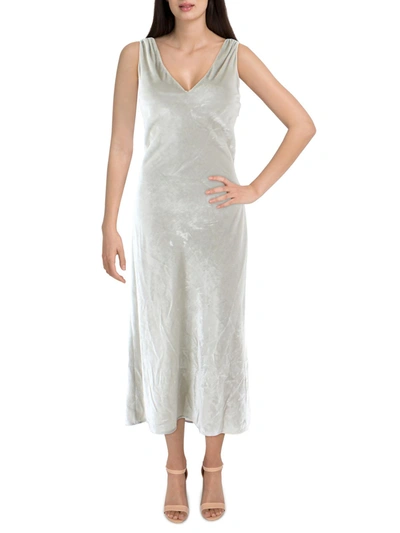 Shop Vince Womens Velvet Sleeveless Slip Dress In Silver