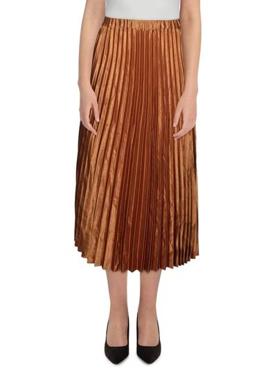 Shop Anne Klein Womens Pleated Pull On Midi Skirt In Brown