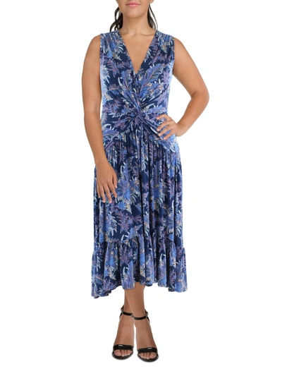 Shop Lauren Ralph Lauren Womens Printed V-neck Maxi Dress In Blue