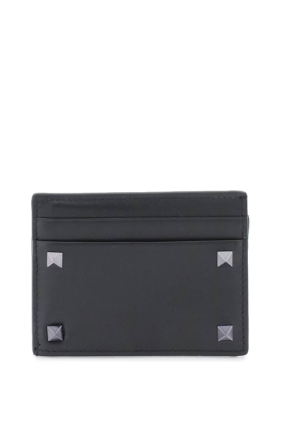 Shop Valentino Garavani Rockstud Leather Card Holder