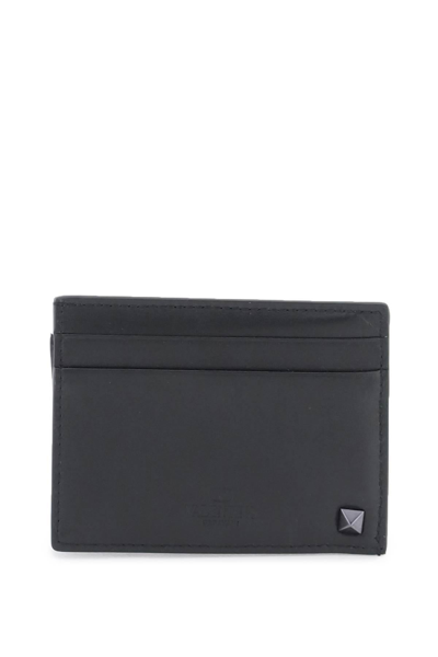 Shop Valentino Garavani Rockstud Leather Card Holder