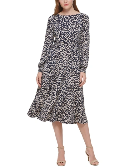 Shop Jessica Howard Womens Leopard Print Ruched Midi Dress In Multi