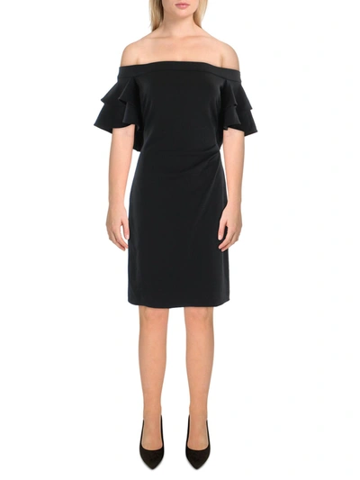 Shop Lauren Ralph Lauren Veroda Womens Off-the-shoulder Mini Cocktail And Party Dress In Black