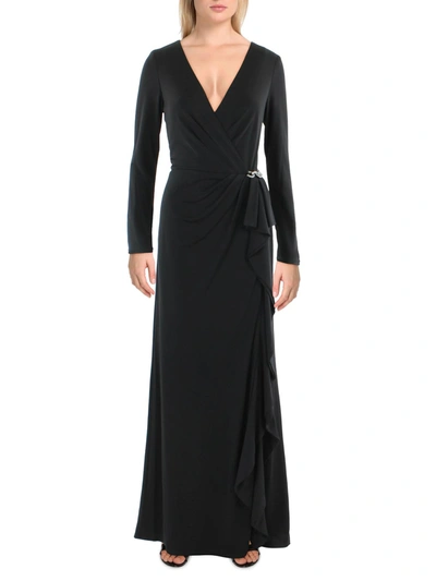 Shop Lauren Ralph Lauren Womens Matte Jersey Chain Evening Dress In Black