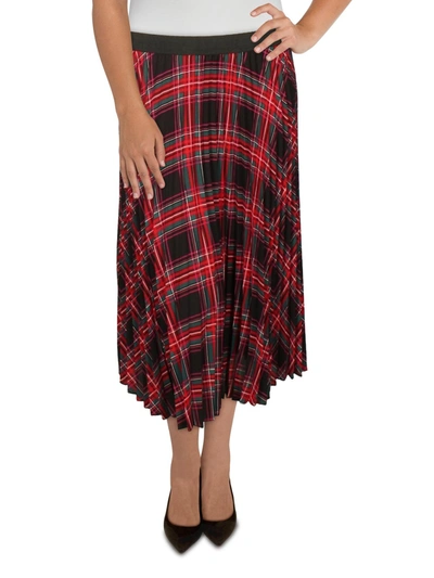 Shop Cece Womens Pleated Plaid A-line Skirt In Black