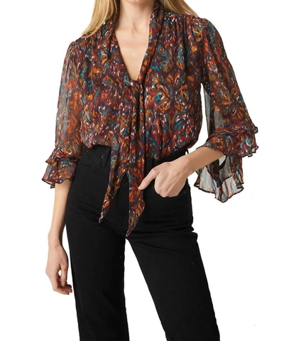 Shop Misa Gigi Top In Peacock Abstract In Multi