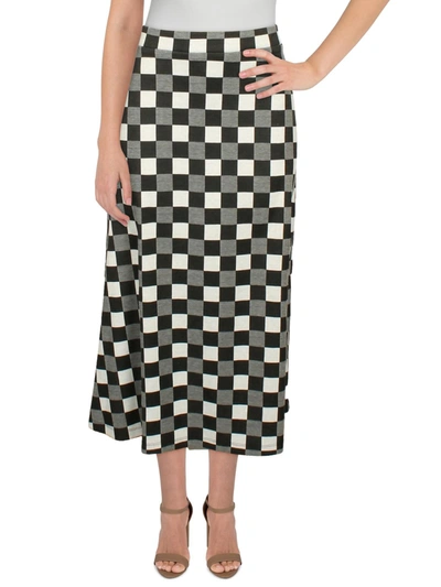 Shop Anne Klein Womens Checkered Jacquard Midi Skirt In Multi
