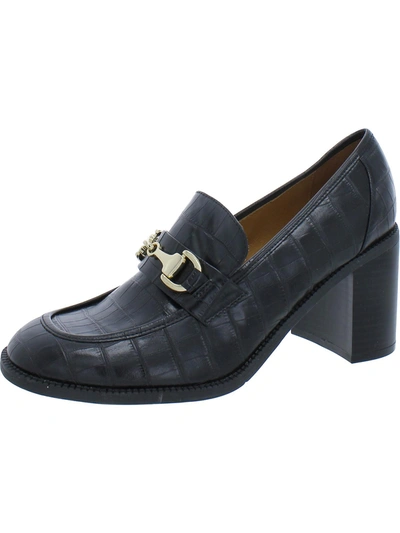 Shop Nine West Womens Block Heels Round Toe Loafers In Black