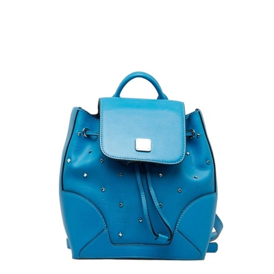 Shop Mcm - Leather Backpack Bag () In Blue