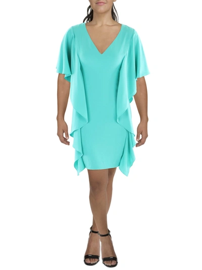 Shop Lauren Ralph Lauren Womens Georgette Knee-length Shift Dress In Blue