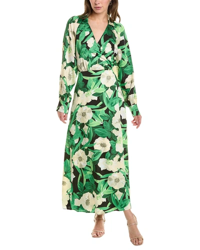 Shop Anne Klein Tie Waist Midi Faux Wrap Dress In Green