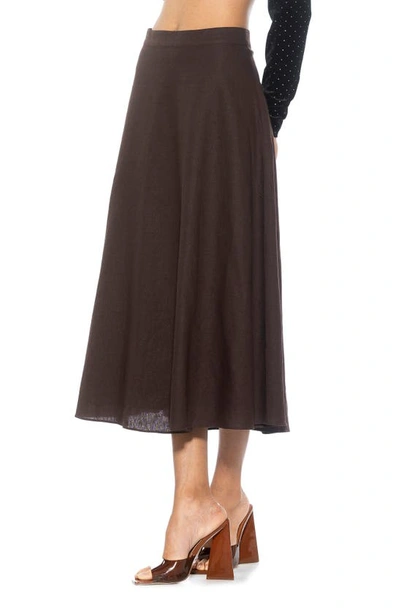 Shop Alexia Admor Brilyn Linen Midi Skirt In Brown