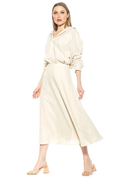 Shop Alexia Admor Brilyn Linen Midi Skirt In Sand