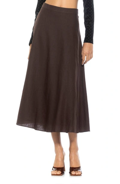 Shop Alexia Admor Brilyn Linen Midi Skirt In Brown