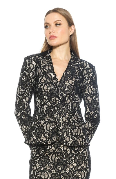 Shop Alexia Admor Jessica Peak Lapel Lace Blazer In Black