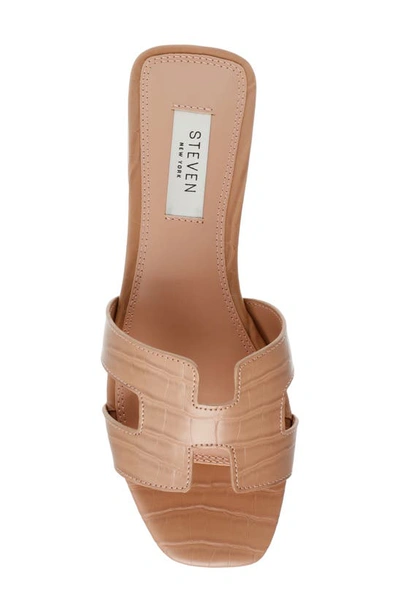 Steven New York Hutchy Croc Embossed Sandal In Cafe Croco