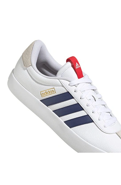 Shop Adidas Originals Vl Court 3.0 Sneaker In White/ Dark Blue/ Scarlet