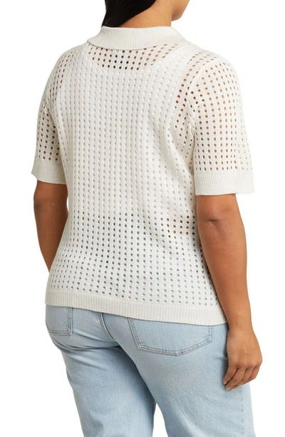 By Design Zena Openwork Button-up Shirt In Gardenia