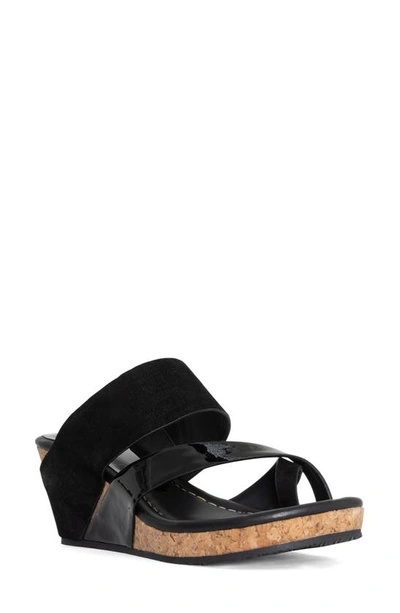 Shop Donald Pliner Gayle Wedge Sandal In Black-black