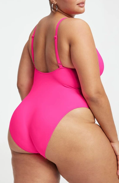 Shop Good American Always Sunny One-piece Swimsuit In Knockoutpink001