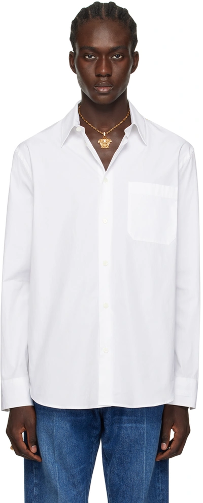 Shop Versace White Barocco Shirt In 5k410-champagne
