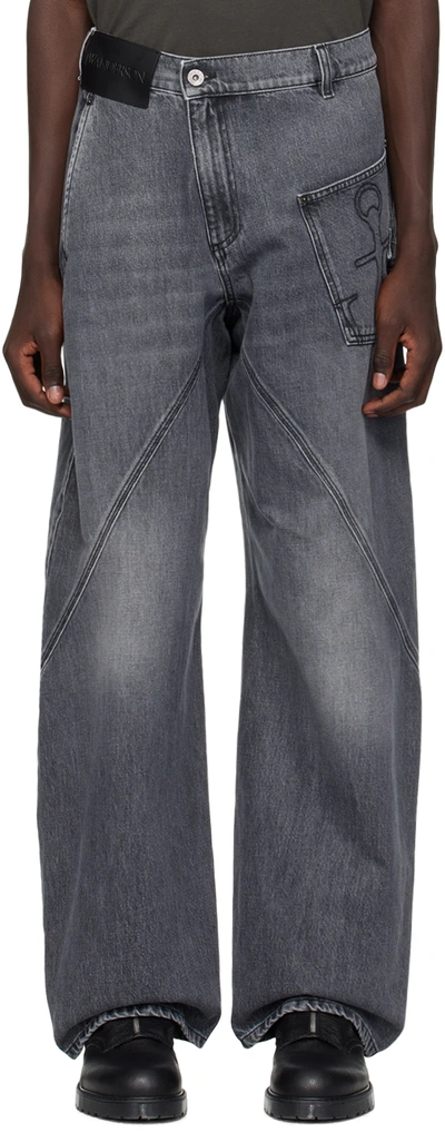 Shop Jw Anderson Gray Twisted Jeans In 929 Grey
