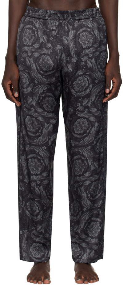 Shop Versace Black Barocco Lounge Pants In 5b050-black+grey