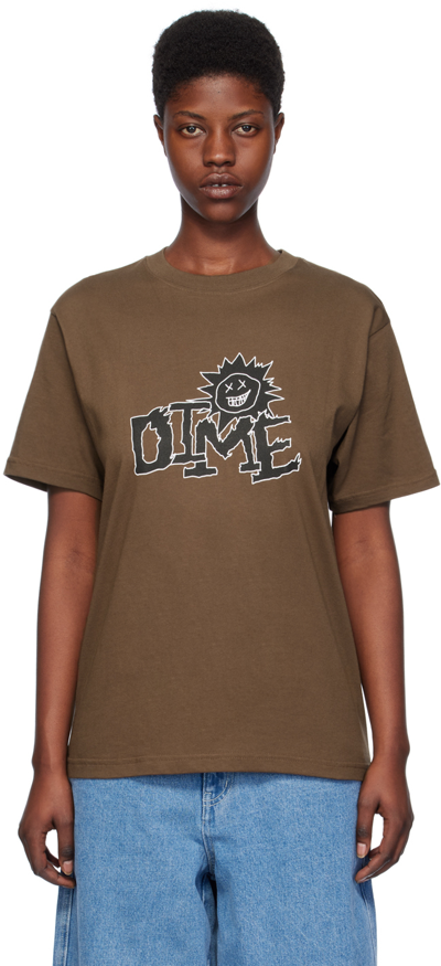 Shop Dime Brown Sunny T-shirt In Dark Brown