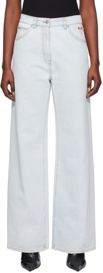 Shop Msgm Blue Faded Jeans In 82 Light Blue