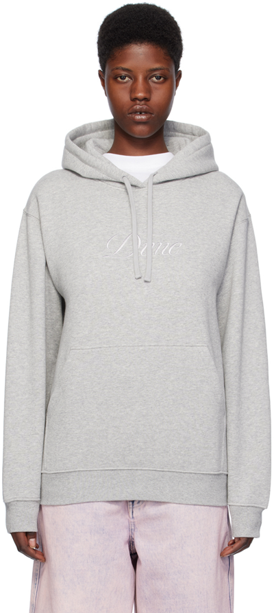 Shop Dime Gray Embroidered Hoodie In Heather Gray