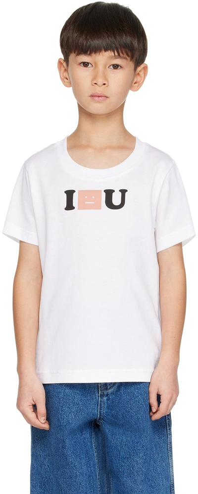 Shop Acne Studios Kids White 'i Face U' T-shirt In Optic White